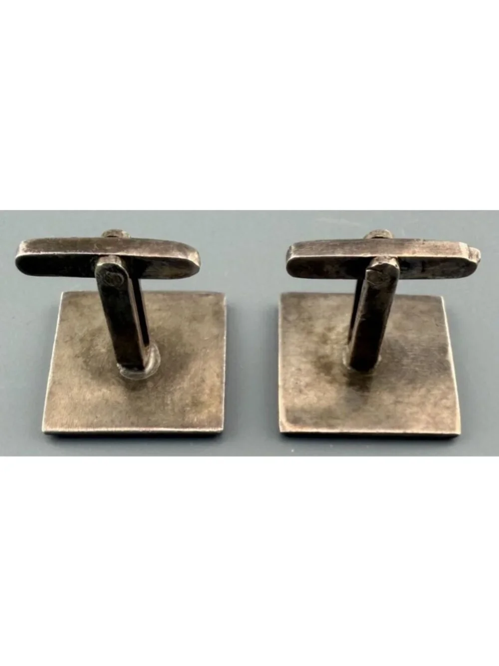 Vintage Cuff Links Aztec Style Sterling Silver Square Relief XRF Tested 3/4